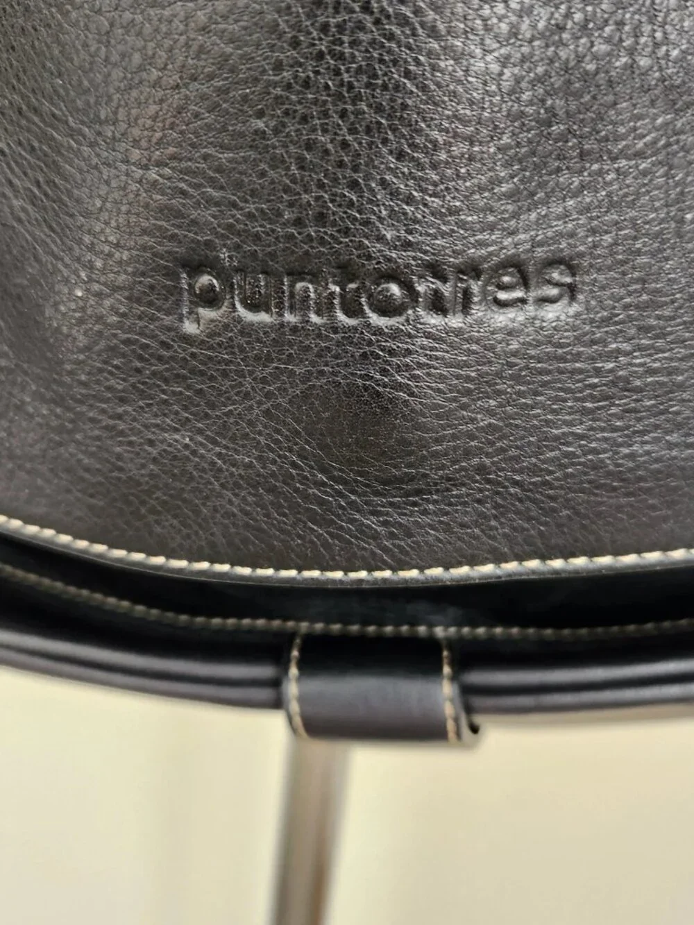 Puntotres black leather laptop messenger briefcase bag Spain